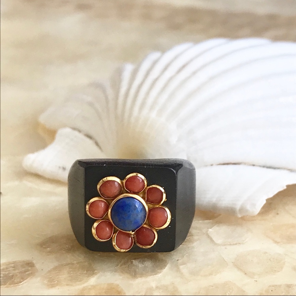 Handmade ring with semi precious stones.